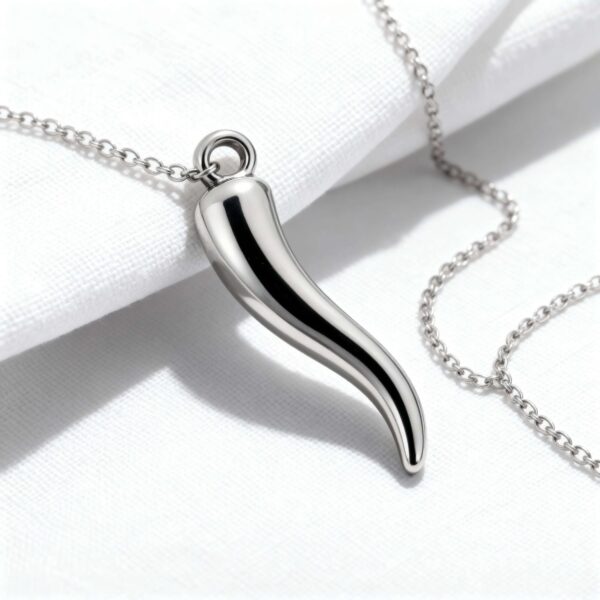 Stainless Steel Italian Horn 3D Charm - alternate view 3