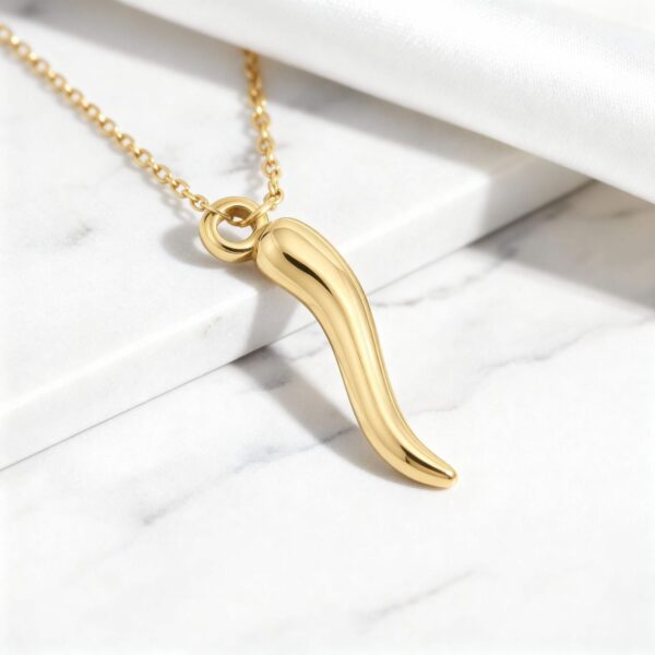 18 Karat Gold PVD Stainless Steel Italian Horn 3D Charm - alternate view 3