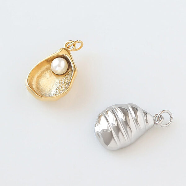 Stainless Steel Imitation Pearl and Shell 3D Charm - alternate view 3