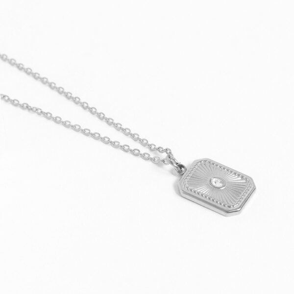 Stainless Steel Crystal Sunburst Rectangular Charm - alternate view 3