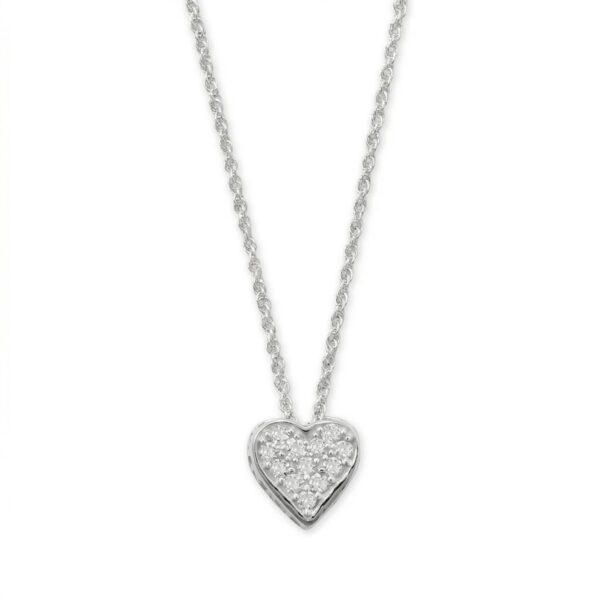 16 + 2 Pave CZ Heart MOM Necklace