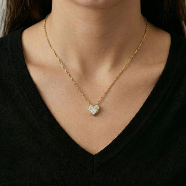 16 + 2 14 Karat Gold Plated Pave CZ Heart MOM Necklace - alternate view 3