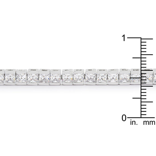 Tennis bracelet clasp area showing the lock clasp and rhodium plated metal band
