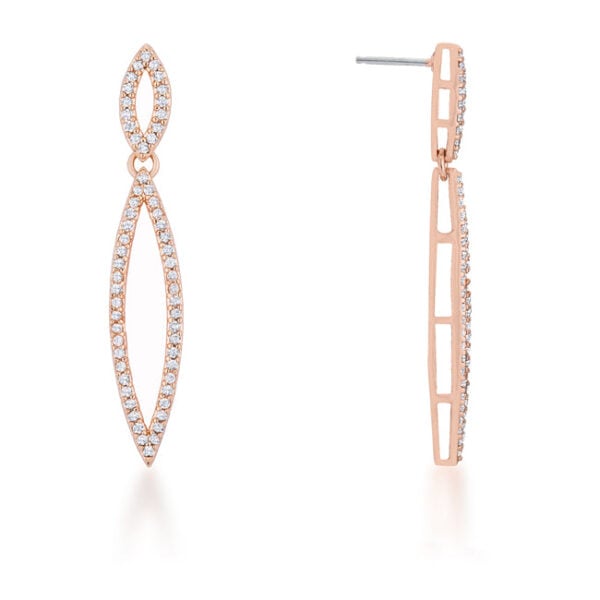 Close-up of one teardrop earring showing pave-set round cubic zirconia stones and post back
