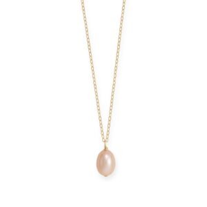 16 + 2 14/20 Gold Filled Natural Color Cultured Freshwater Rice Pearl Necklace