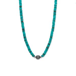 18 Turquoise Heishi and Bali Bead Necklace