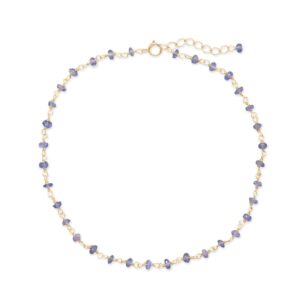 Lavender Love! 9.5 + 1 14 Karat Gold Plated Tanzanite Bead Anklet