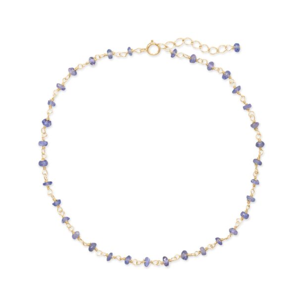 Lavender Love! 9.5 + 1 14 Karat Gold Plated Tanzanite Bead Anklet