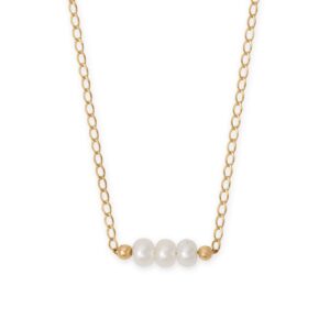 16 + 2 14/20 Gold Filled Cultured Freshwater Pearl Bar Necklace