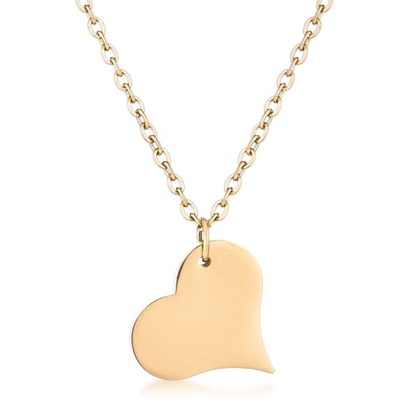 Heart pendant plated in 18K gold shown against a plain background