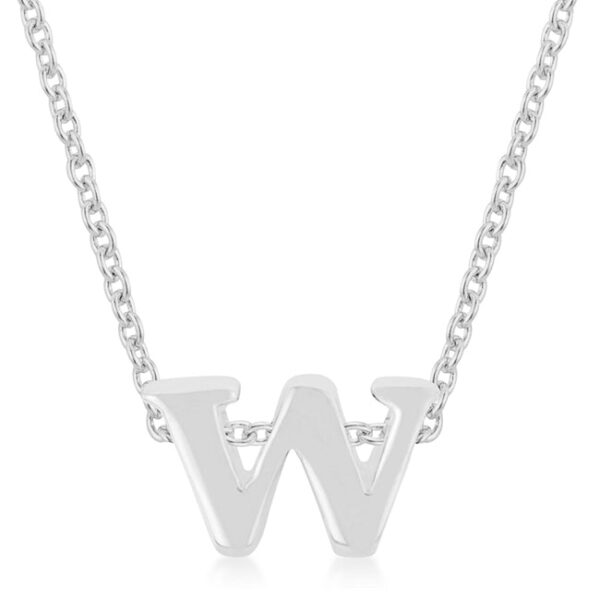 Initial W pendant with an 18 Inch + 2 Inch Extender link chain and lobster clasp
