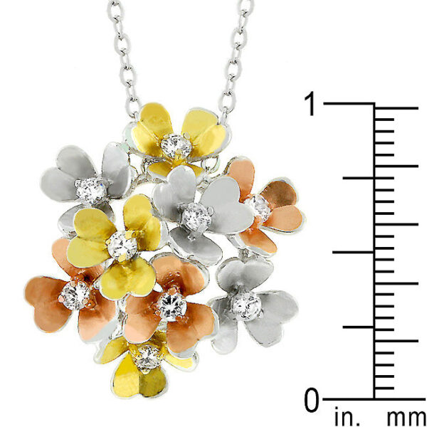 Pendant and lobster clasp laid out to show the full 15.5 inch chain with extender