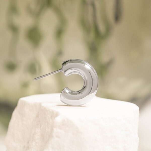 Stainless Steel Chunky Huggie Hoop Earrings - alternate view 3
