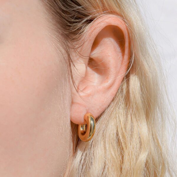 18 Karat PVD Staninless Steel Chunky Huggie Hoop Earrings - alternate view 2