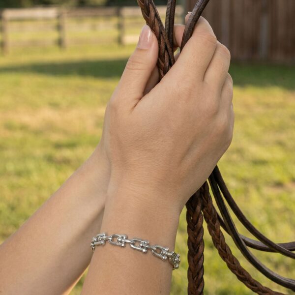Stainless Steel Horse Bit Hinged Bangle Bracelet - alternate view 2