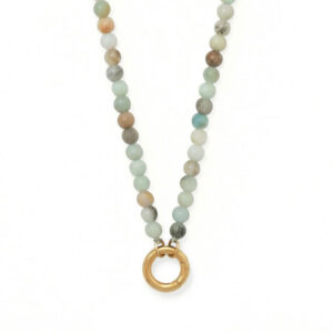 18 18 Karat Gold PVD Stainless Steel Amazonite Inverted Hinge Necklace