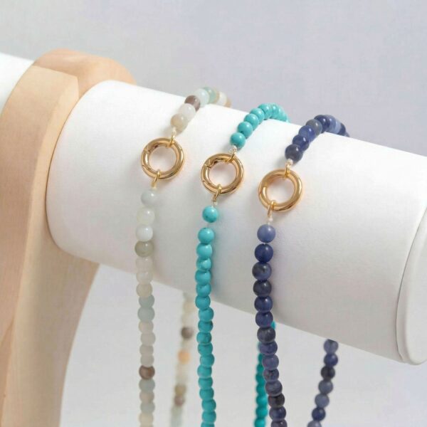 18 18 Karat Gold PVD Stainless Steel Amazonite Inverted Hinge Necklace - alternate view 3