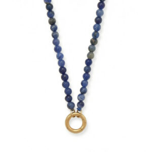 18 18 Karat Gold PVD Stainless Steel Sodalite Inverted Hinge Necklace