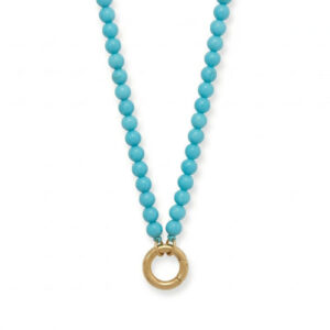 18 18 Karat Gold PVD Stainless Steel Turquoise Inverted Hinge Necklace