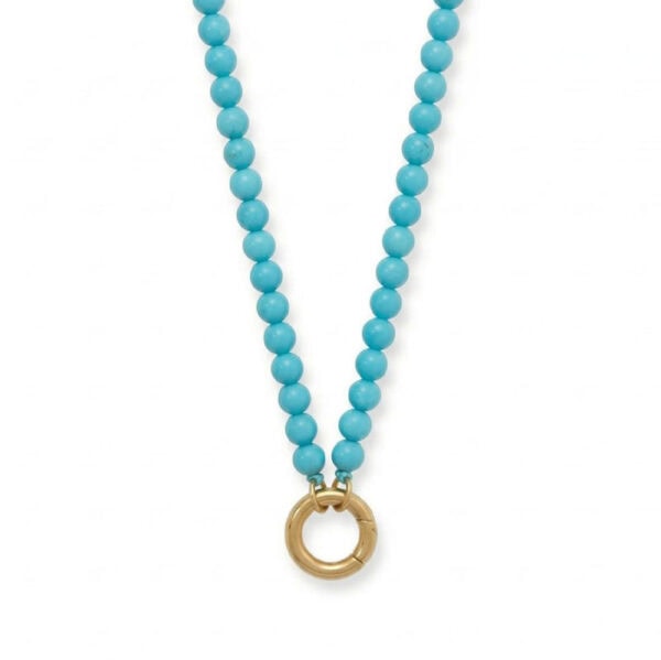 18 18 Karat Gold PVD Stainless Steel Turquoise Inverted Hinge Necklace