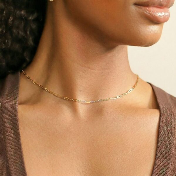 18 Karat Gold PVD Stainless Steel 2.5mm Paperclip Chain - alternate view 4