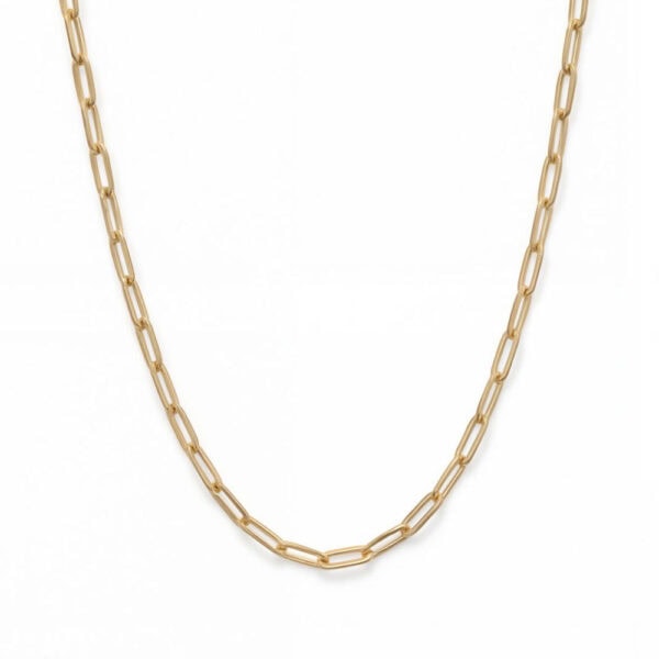 18 Karat Gold PVD Stainless Steel 2.5mm Paperclip Chain - alternate view 2