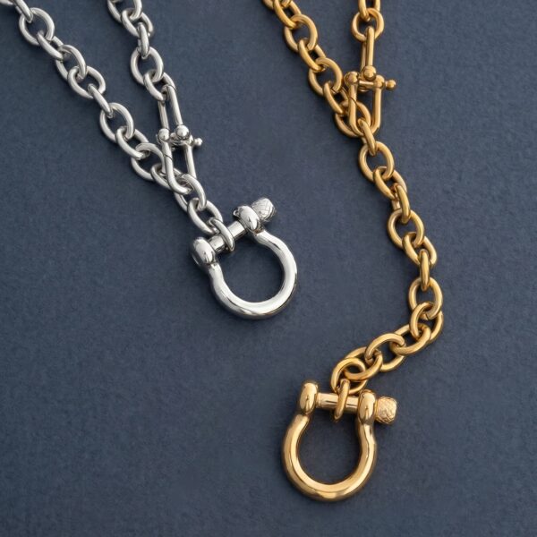 Adjustable 22 18 Karat Gold PVD Stainless Steel Horse Bit Necklace - alternate view 3