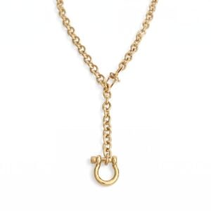 Adjustable 22 18 Karat Gold PVD Stainless Steel Horse Bit Necklace