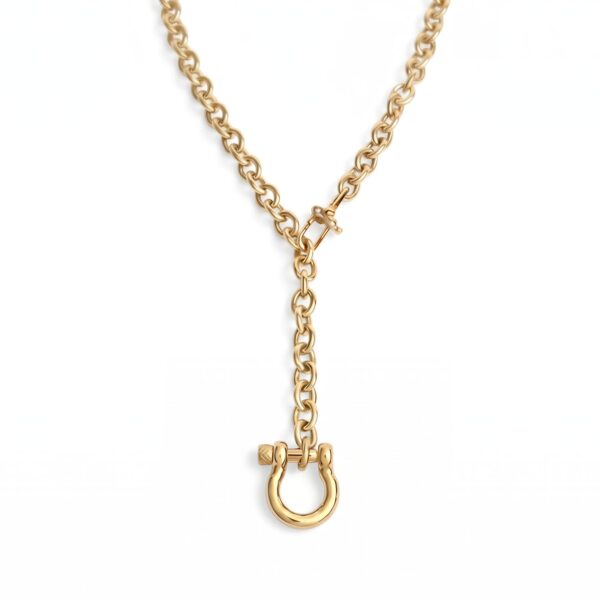 Adjustable 22 18 Karat Gold PVD Stainless Steel Horse Bit Necklace