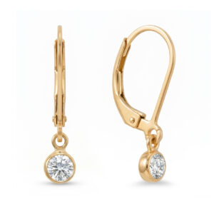 14/20 Gold Filled 3mm Lab Grown Diamond Drop Lever Back Earrings
