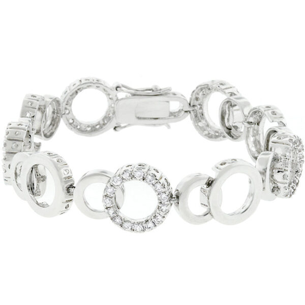 Circle Bijoux bracelet with round cubic zirconia in prong settings and a lock clasp.