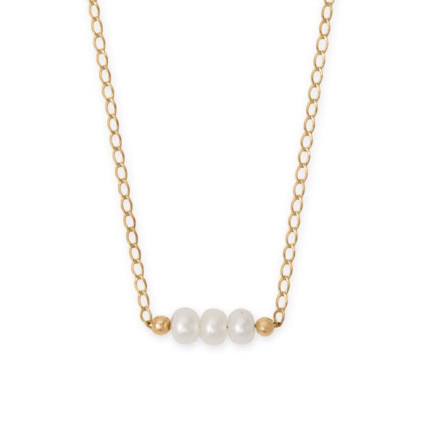 16 + 2 14/20 Gold Filled Cultured Freshwater Pearl Bar Necklace
