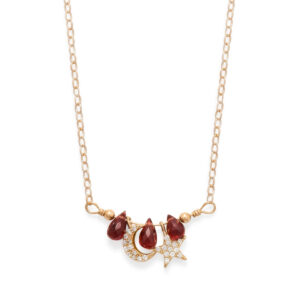 16 + 2 Celestial Garnet Charm Necklace