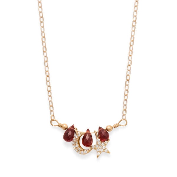 16 + 2 Celestial Garnet Charm Necklace