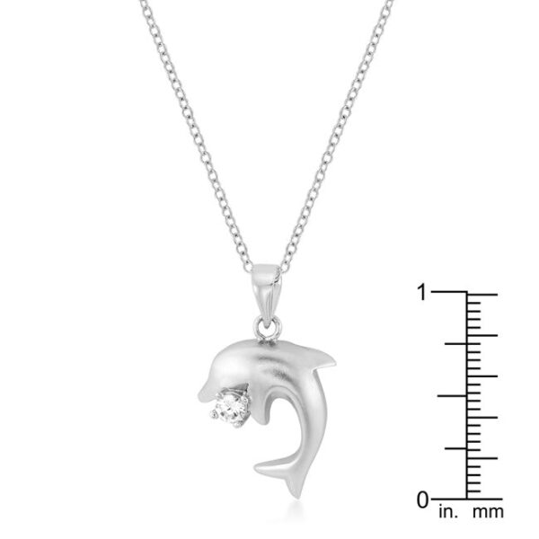 Dolphin pendant on its chain, showing the lobster clasp and chain extender