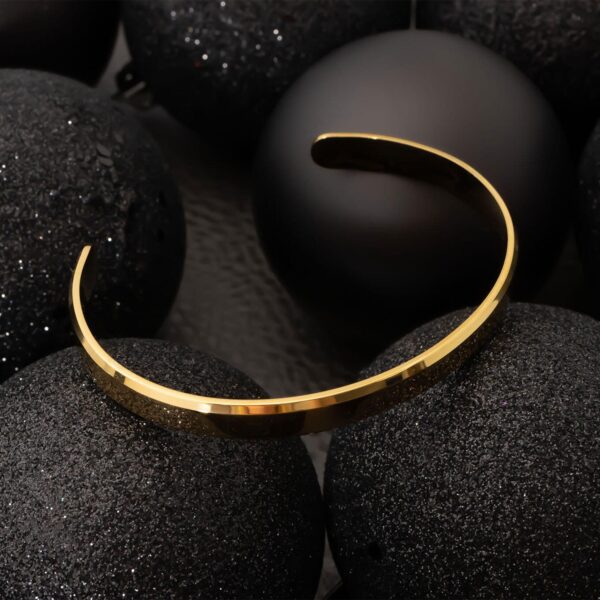 18 Karat Gold PVD Stainless Steel Polished Cuff Bracelet - alternate view 3