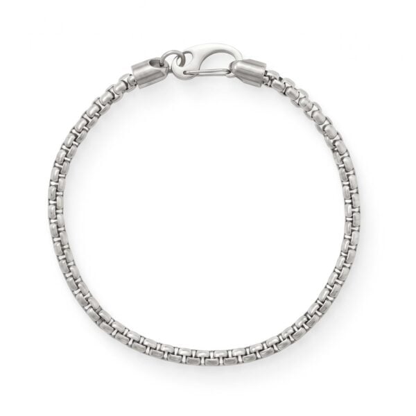 8.5 4mm Stainless Steel Rounded Box Chain Mens' Bracelet