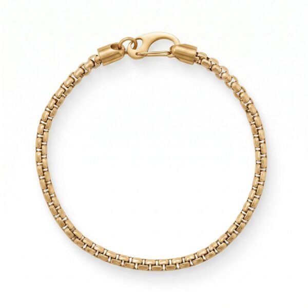 8.5 4mm 18 Karat Gold PVD Stainless Steel Rounded Box Chain Men's Bracelet