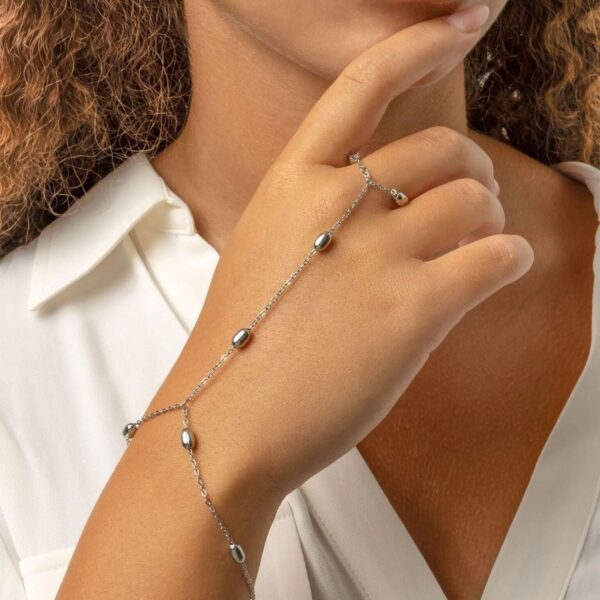 7.5 + 1 Stainless Steel Oval Orbit Hand Chain - alternate view 2