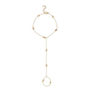 7.5 + 1 18 Karat Gold PVD Stainless Steel Oval Orbit Hand Chain