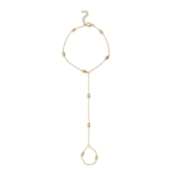7.5 + 1 18 Karat Gold PVD Stainless Steel Oval Orbit Hand Chain
