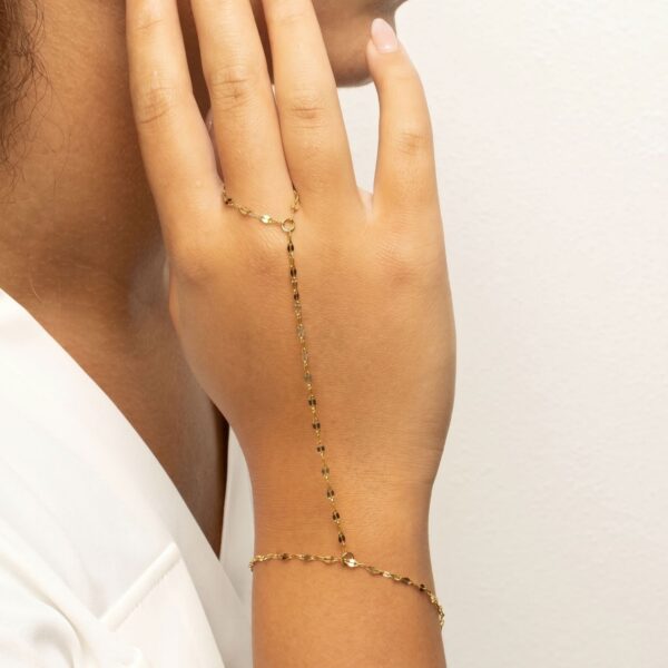 7.5 + 1 18 Karat Gold PVD Stainless Steel Coffee Hand Chain - alternate view 2