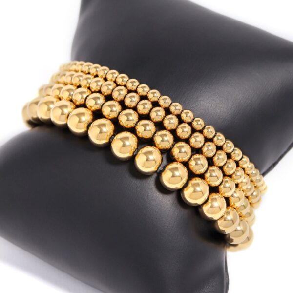 8 8mm 18 Karat Gold PVD Stainless Steel Bead Stretch Bracelet - alternate view 3