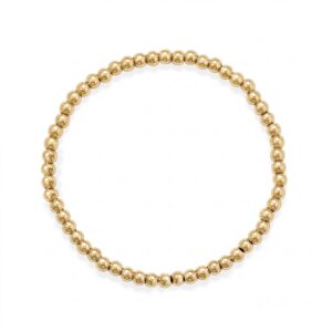 7.5 4mm 18 Karat Gold PVD Stainless Steel Bead Stretch Bracelet