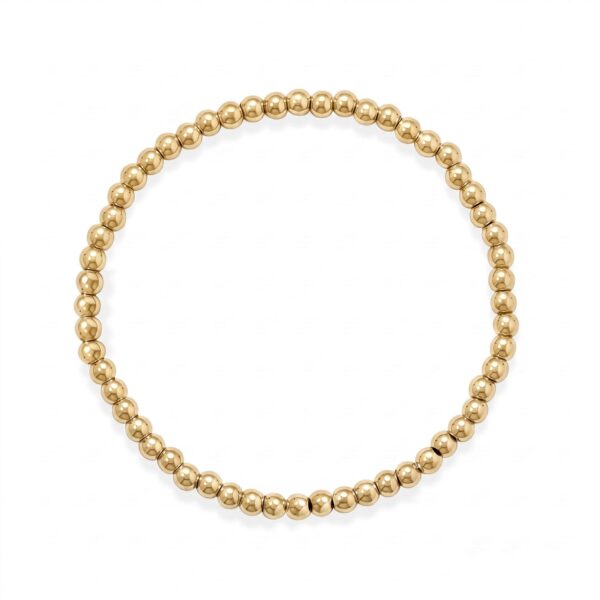 7.5 4mm 18 Karat Gold PVD Stainless Steel Bead Stretch Bracelet