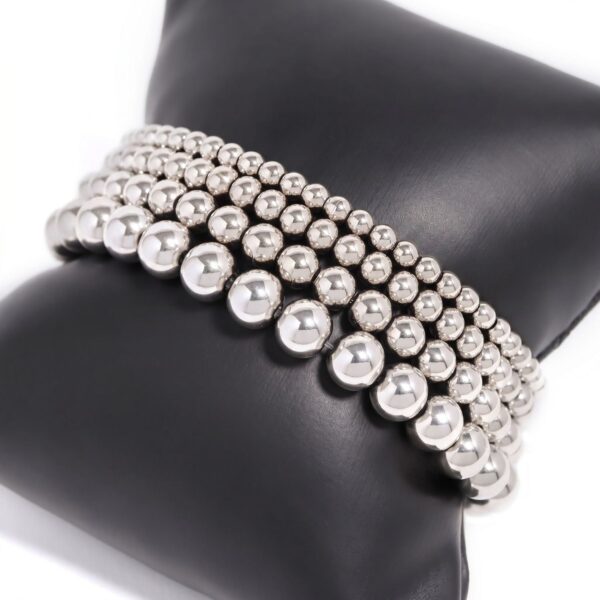 7.5 4mm Stainless Steel Bead Stretch Bracelet - alternate view 3