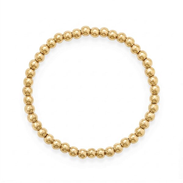 7.5 5mm 18 Karat Gold PVD Stainless Steel Bead Stretch Bracelet
