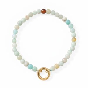 7 18 Karat Gold PVD Stainless Steel Amazonite Inverted Hinge Bracelet