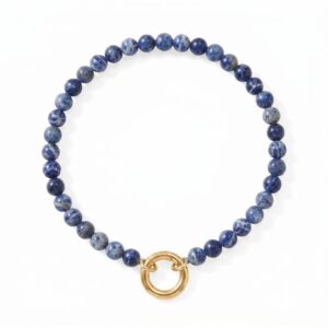 7 18 Karat Gold PVD Stainless Steel Sodalite Inverted Hinge Bracelet