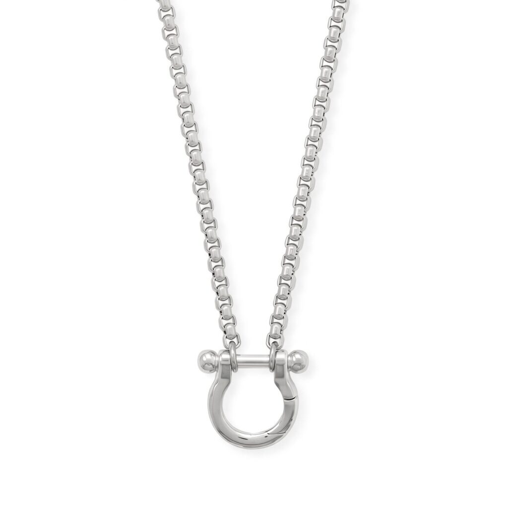 18 + 2 Stainless Steel Horseshoe Carabiner Necklace